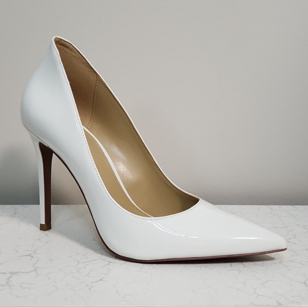 MICHAEL Michael Kors White Patent Leather Pointed-Toe Stiletto Pumps